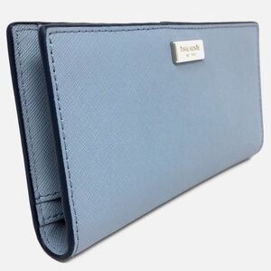 NWT NEW Kate Spade Laurel Way Slim Bifold Stacy Saffiano Wallet Tile Blue